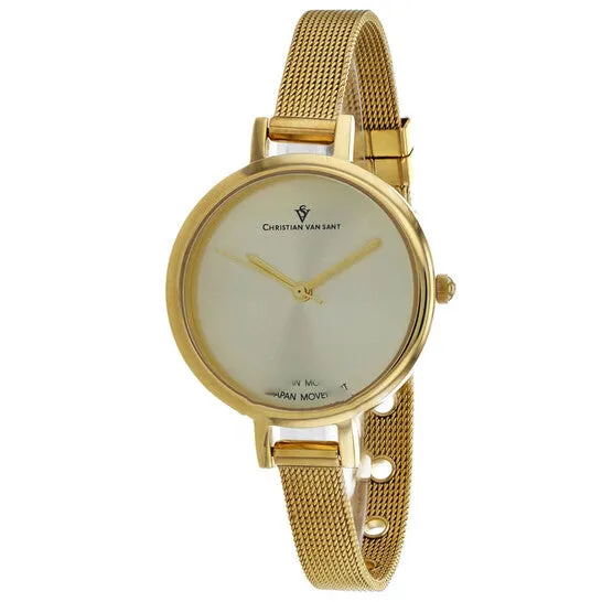 JMS always Watches Original Christian Van Sant Grace Quartz Gold Dial Ladies Watch CV0285