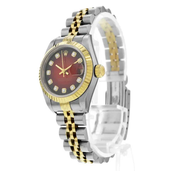 JMS always Watches Original Preowned Rolex LadyDatejust Automatic Chronometer Diamond Red Dial Ladies Watch 69173 JMS always Watches Original Preowned Rolex LadyDatejust Automatic Chronometer Diamond Red Dial Ladies Watch 69173