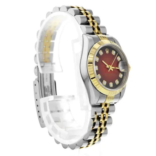 JMS always Watches Original Preowned Rolex LadyDatejust Automatic Chronometer Diamond Red Dial Ladies Watch 69173 JMS always Watches Original Preowned Rolex LadyDatejust Automatic Chronometer Diamond Red Dial Ladies Watch 69173