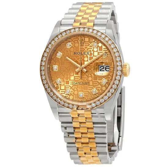 JMS always Watches Original Rolex Datejust 36 Automatic Champagne Jubilee Motif Dial Diamond Watch M126283RBR0019 JMS always Watches Original Rolex Datejust 36 Automatic Champagne Jubilee Motif Dial Diamond Watch M126283RBR0019