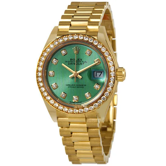 JMS always Watches Original Rolex LadyDatejust Mint Green Dial 18 Carat Yellow Gold President Watch 279138GNDP JMS always Watches Original Rolex LadyDatejust Mint Green Dial 18 Carat Yellow Gold President Watch 279138GNDP