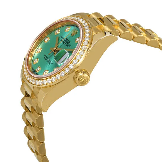 JMS always Watches Original Rolex LadyDatejust Mint Green Dial 18 Carat Yellow Gold President Watch 279138GNDP JMS always Watches Original Rolex LadyDatejust Mint Green Dial 18 Carat Yellow Gold President Watch 279138GNDP