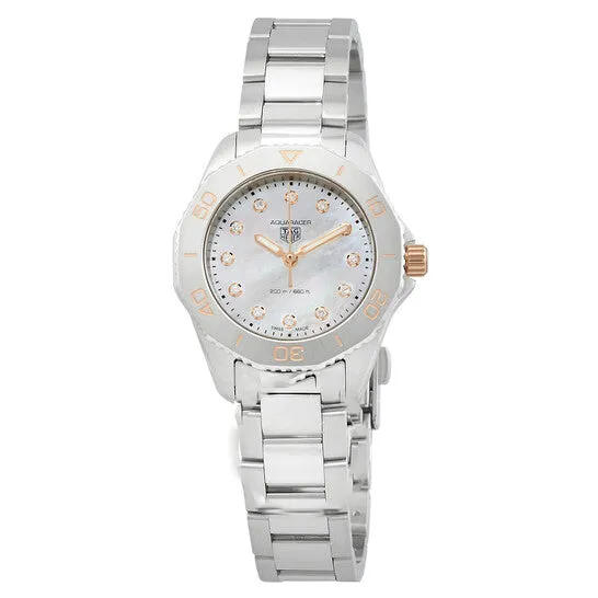 JMS always Watches Original Tag Heuer Aquaracer Quartz Diamond White Mother of Pearl Dial Ladies Watch WBP1450BA0622