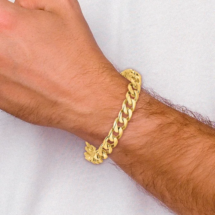 MDS Bracelets Solid 14K Yellow Gold 9 inch 97mm Hand Polished Flat Beveled Curb Link with Box Catch Clasp Bracelet MDS Bracelets Solid 14K Yellow Gold 9 inch 97mm Hand Polished Flat Beveled Curb Link with Box Catch Clasp Bracelet