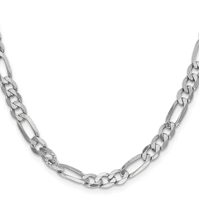 MDS Necklaces Solid 14K White Gold 24 inch 6mm Flat Figaro with Lobster Clasp Chain Necklace MDS Necklaces Solid 14K White Gold 24 inch 6mm Flat Figaro with Lobster Clasp Chain Necklace