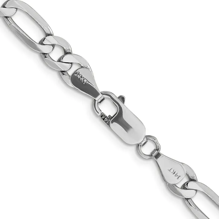 MDS Necklaces Solid 14K White Gold 24 inch 6mm Flat Figaro with Lobster Clasp Chain Necklace MDS Necklaces Solid 14K White Gold 24 inch 6mm Flat Figaro with Lobster Clasp Chain Necklace