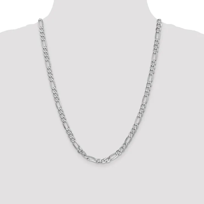 MDS Necklaces Solid 14K White Gold 24 inch 6mm Flat Figaro with Lobster Clasp Chain Necklace MDS Necklaces Solid 14K White Gold 24 inch 6mm Flat Figaro with Lobster Clasp Chain Necklace