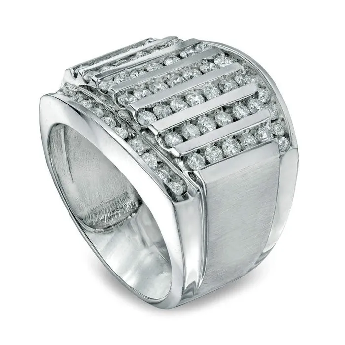 Mens 20 CT TW Natural Diamond Ring in Solid 10K White Gold Goldia Rings Mens 20 CT TW Natural Diamond Ring in Solid 10K White Gold Goldia Rings