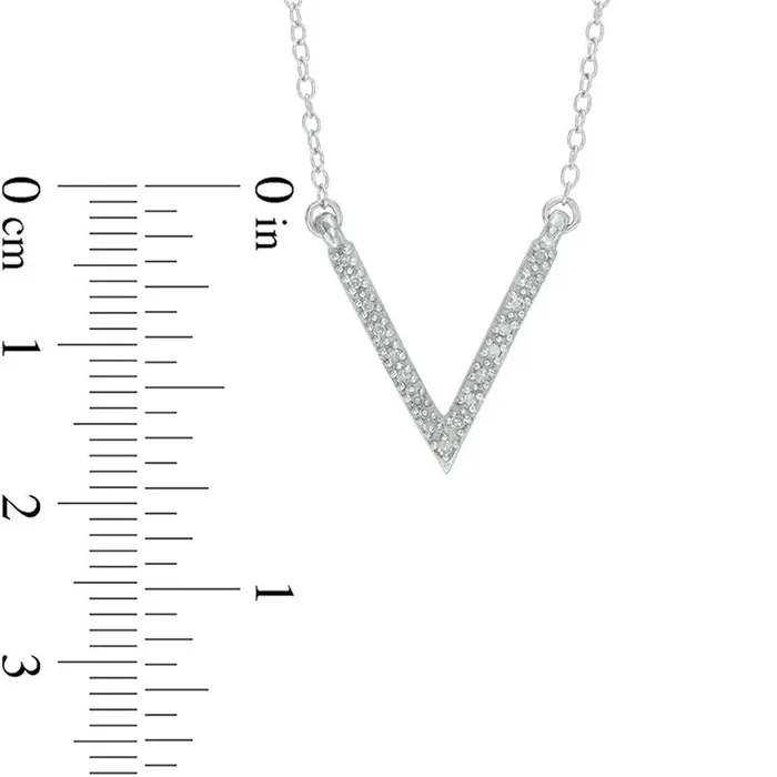 Necklaces 01 CT TW Natural Diamond V Necklace in Sterling Silver Goldia Necklaces 01 CT TW Natural Diamond V Necklace in Sterling Silver Goldia