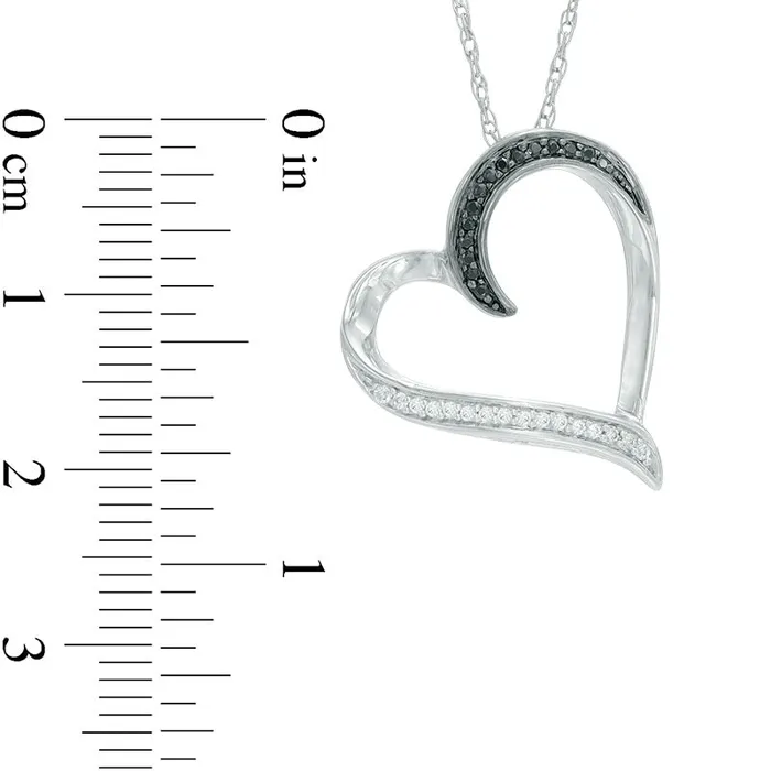 Necklaces 013 CT TW Enhanced Black and White Natural Diamond Tilted Heart Pendant in Sterling Silver Goldia Necklaces 013 CT TW Enhanced Black and White Natural Diamond Tilted Heart Pendant in Sterling Silver Goldia