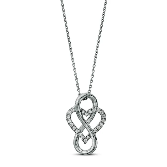 Necklaces 017 CT TW Natural Diamond Heart in Infinity Loop Necklace in Sterling Silver Goldia Necklaces 017 CT TW Natural Diamond Heart in Infinity Loop Necklace in Sterling Silver Goldia