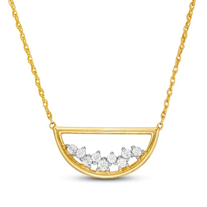 Necklaces 02 CT TW Natural Diamond Scatter Open Half Circle Necklace in 10K Yellow Gold Goldia Necklaces 02 CT TW Natural Diamond Scatter Open Half Circle Necklace in 10K Yellow Gold Goldia