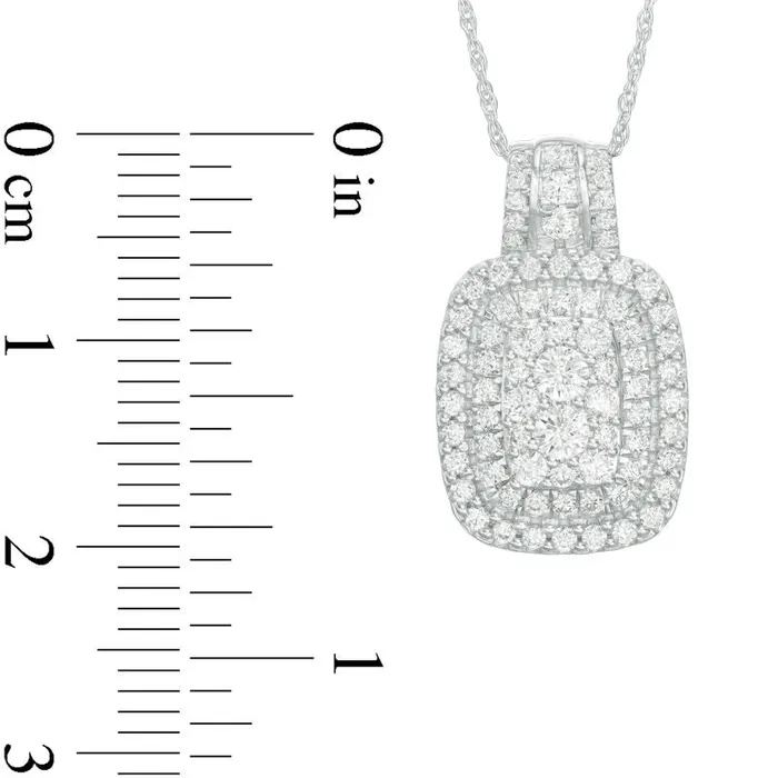 Necklaces 075 CT TW Natural Diamond Triple Cushion Frame Pendant in 10K White Gold Goldia Necklaces 075 CT TW Natural Diamond Triple Cushion Frame Pendant in 10K White Gold Goldia