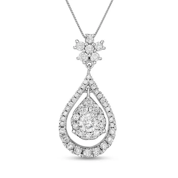 Necklaces 1 CT TW Natural Diamond Double PearShaped Pendant in 14K White Gold Goldia Necklaces 1 CT TW Natural Diamond Double PearShaped Pendant in 14K White Gold Goldia
