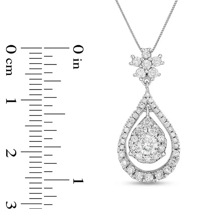 Necklaces 1 CT TW Natural Diamond Double PearShaped Pendant in 14K White Gold Goldia Necklaces 1 CT TW Natural Diamond Double PearShaped Pendant in 14K White Gold Goldia