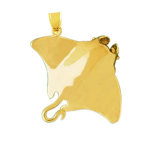 Necklaces 14K Gold 3D Sculpted Stingray Pendant Goldia