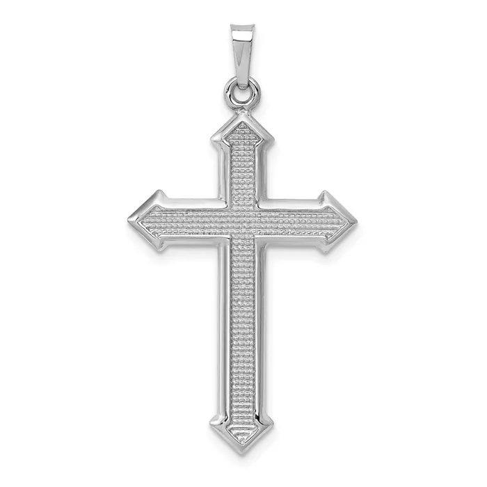 Necklaces 14k White Gold Polished and Textured Cross Pendant Goldia