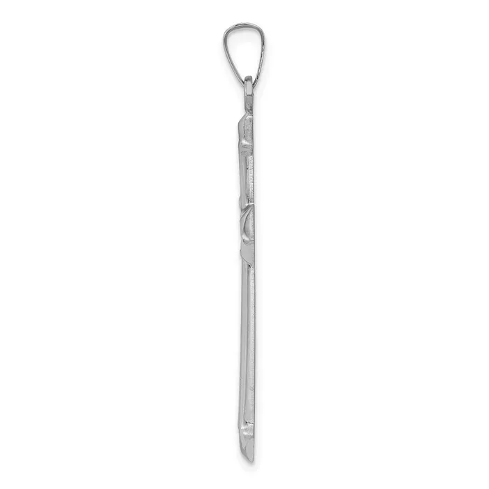 Necklaces 14k White Gold Polished and Textured Cross Pendant Goldia