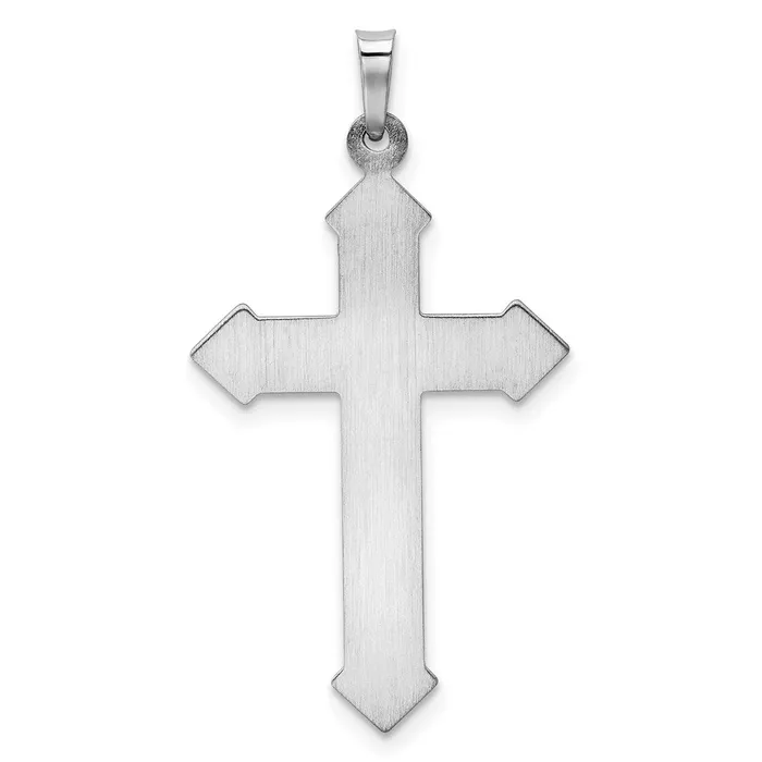 Necklaces 14k White Gold Polished and Textured Cross Pendant Goldia