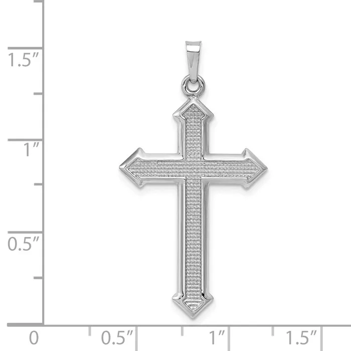 Necklaces 14k White Gold Polished and Textured Cross Pendant Goldia