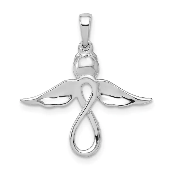 Necklaces 14k White Gold Real Diamond Infinity Angel Pendant Goldia