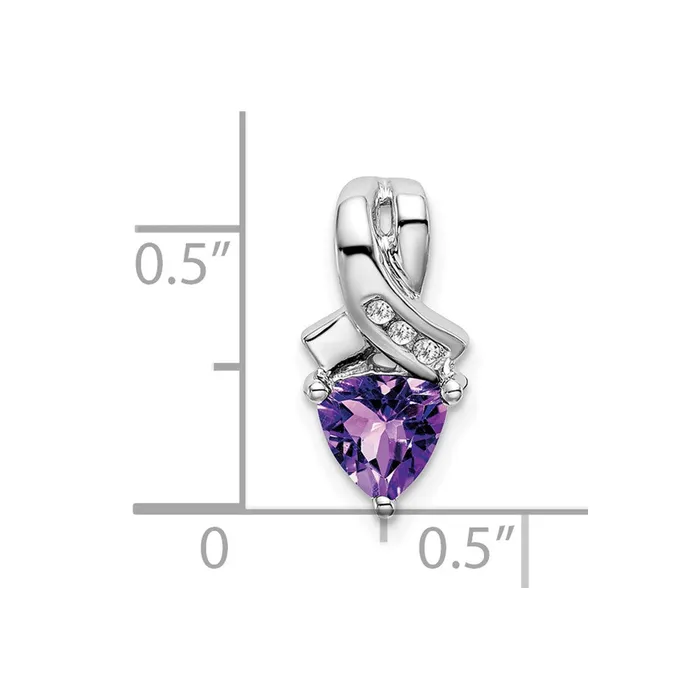 Necklaces 14k White Gold Trillion Amethyst and Real Diamond Pendant Goldia