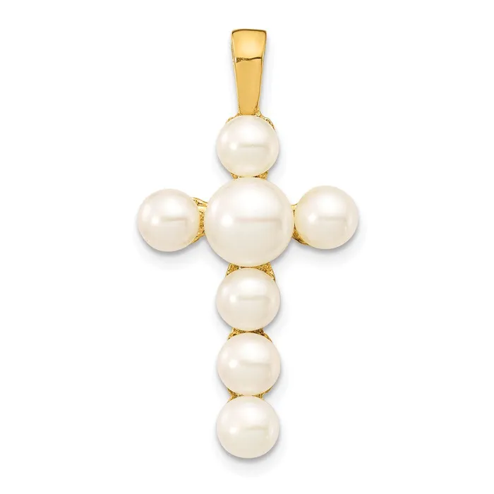 Necklaces 14k Yellow Gold 46mm White Button Freshwater Cultured Pearl Cross Pendant Goldia Necklaces 14k Yellow Gold 46mm White Button Freshwater Cultured Pearl Cross Pendant Goldia