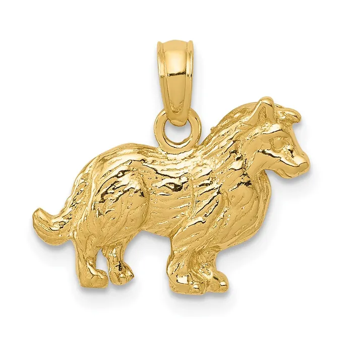 Necklaces 14k Yellow Gold Collie Dog Pendant Goldia