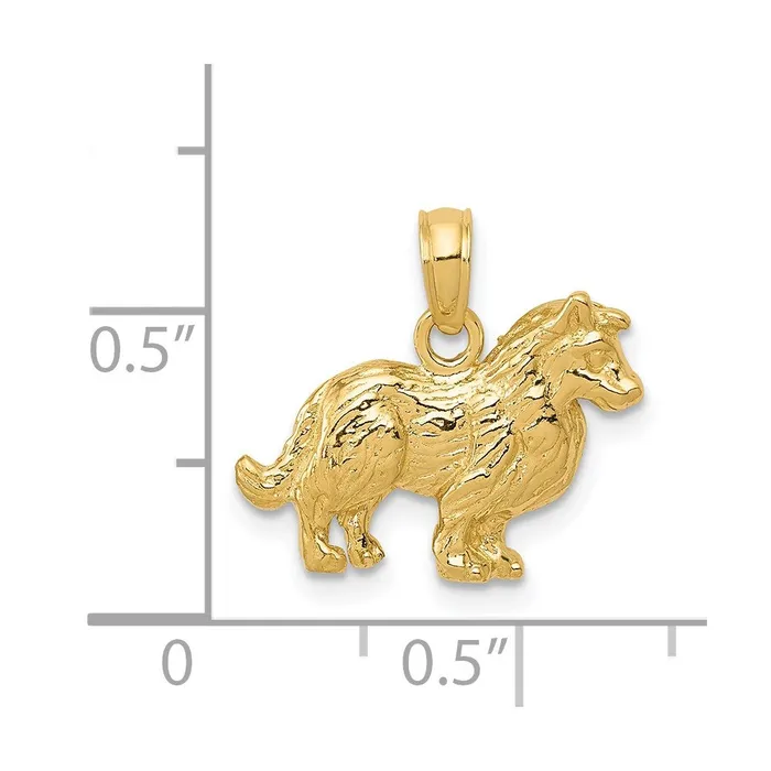 Necklaces 14k Yellow Gold Collie Dog Pendant Goldia
