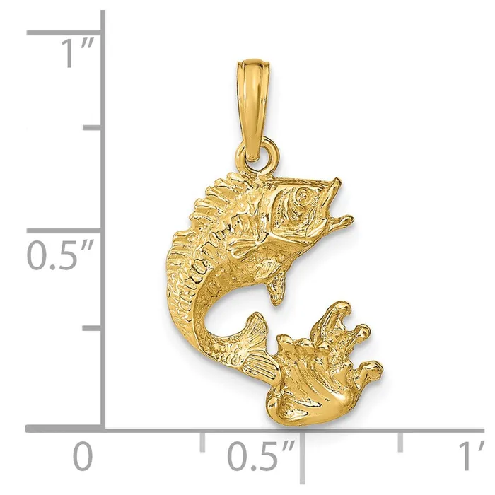 Necklaces 14k Yellow Gold Polished Bass Fish Pendant Goldia