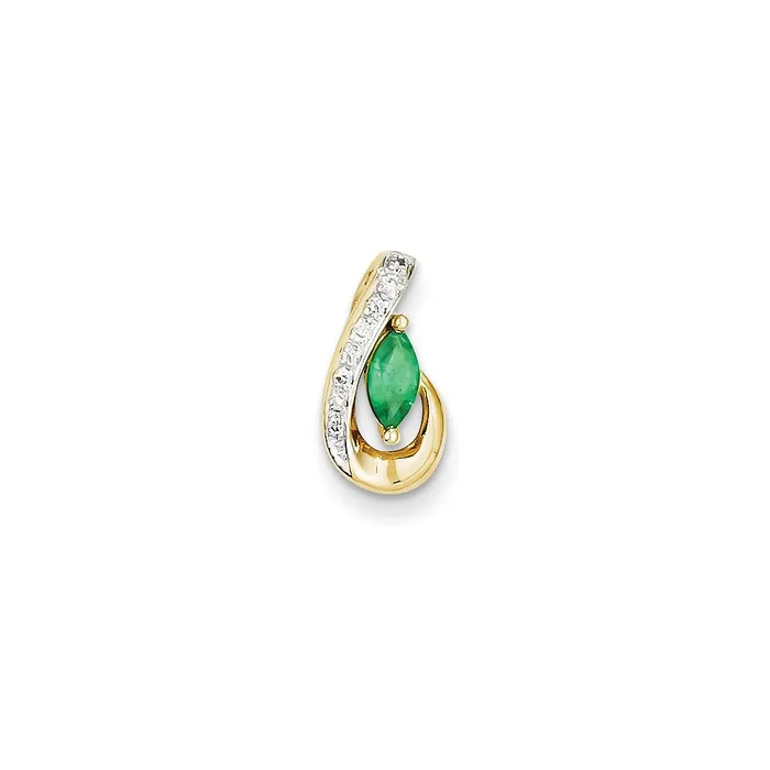 Necklaces 14K Yellow Gold Real Diamond u0026 Emerald Pendant Goldia