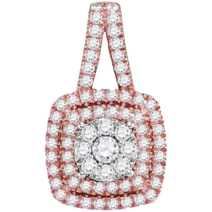 Necklaces gndatlanta 14k Rose Gold Round Diamond Cluster Cushion Pendant 1 Cttw Necklaces gndatlanta 14k Rose Gold Round Diamond Cluster Cushion Pendant 1 Cttw