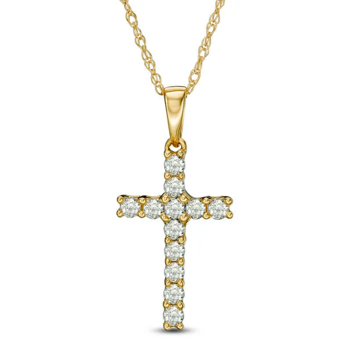 Necklaces Goldia 025 CT TW Natural Diamond Cross Pendant in 10K Yellow Gold