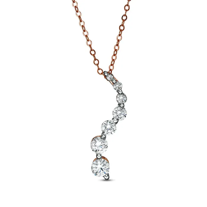 Necklaces Goldia 1 CT TW Journey Natural Diamond Pendant in 14K Rose Gold Necklaces Goldia 1 CT TW Journey Natural Diamond Pendant in 14K Rose Gold