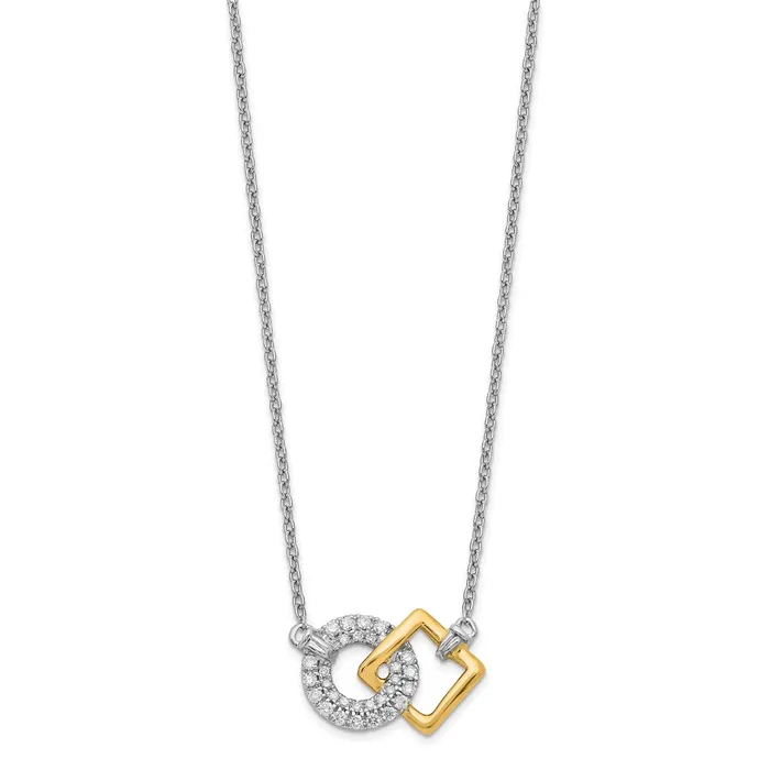 Necklaces Goldia 14k TwoTone Gold Polished Real Diamond Circle and Square 18in Necklace Necklaces Goldia 14k TwoTone Gold Polished Real Diamond Circle and Square 18in Necklace