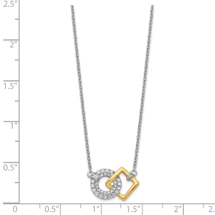 Necklaces Goldia 14k TwoTone Gold Polished Real Diamond Circle and Square 18in Necklace
