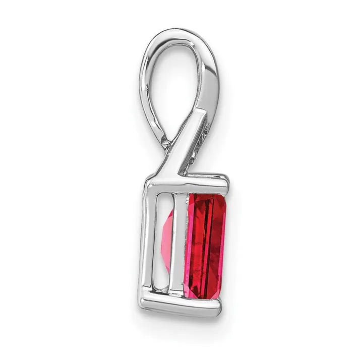 Necklaces Goldia 14k White Gold Emeraldshape Ruby and Real Diamond Pendant