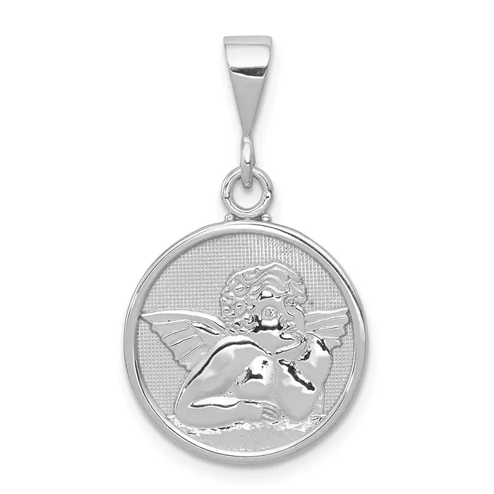 Necklaces Goldia 14k White Gold Polished and Satin Angel Pendant