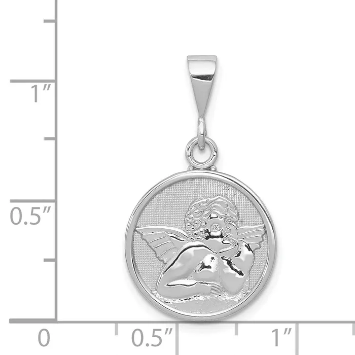 Necklaces Goldia 14k White Gold Polished and Satin Angel Pendant