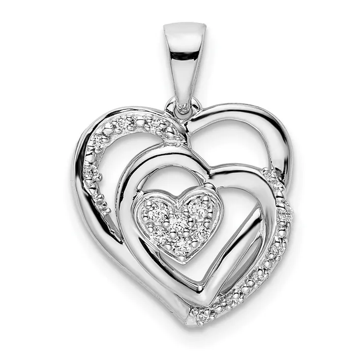 Necklaces Goldia 14k White Gold Polished Heart Real Diamond Pendant