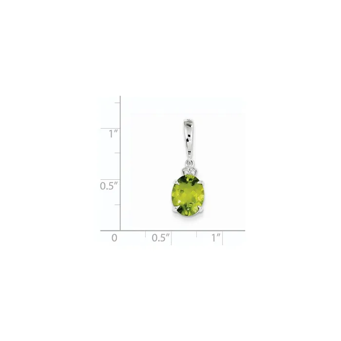 Necklaces Goldia 14k White Gold Real Diamond and Peridot Oval Pendant