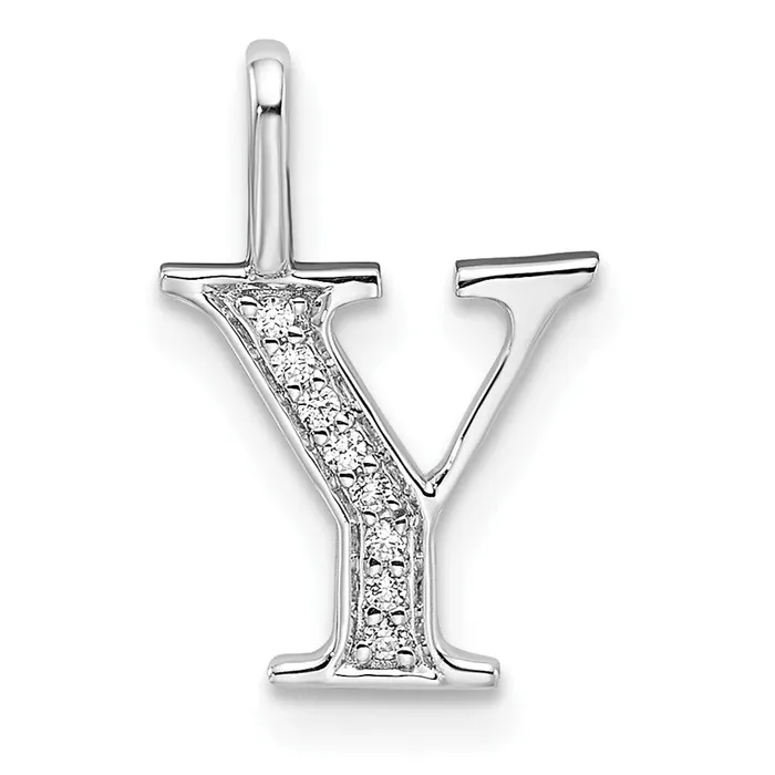 Necklaces Goldia 14K White Gold Real Diamond Letter Y Initial Pendant