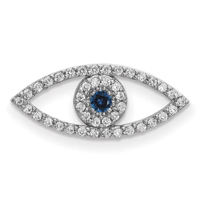 Necklaces Goldia 14k White Gold Small Diamond and Sapphire Evil Eye Pendant Necklaces Goldia 14k White Gold Small Diamond and Sapphire Evil Eye Pendant