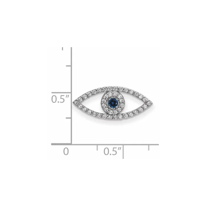 Necklaces Goldia 14k White Gold Small Diamond and Sapphire Evil Eye Pendant