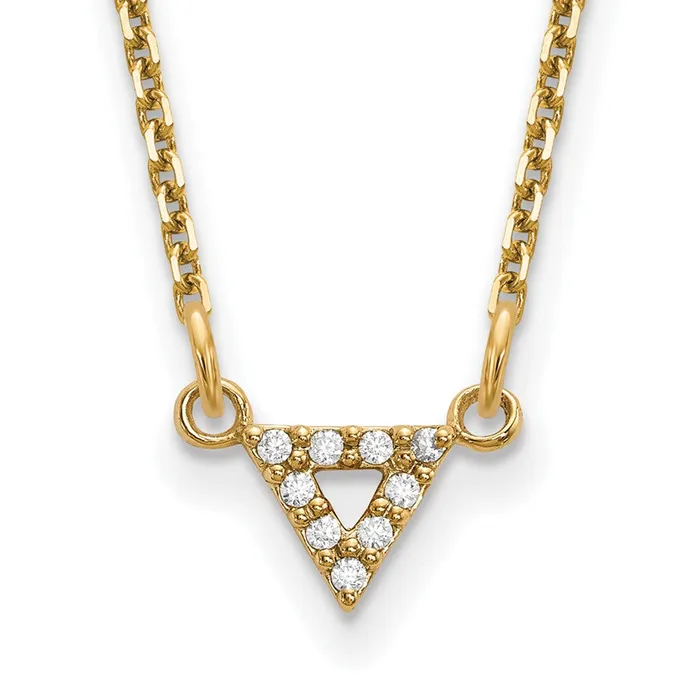 Necklaces Goldia 14K Yellow Gold AA Quality Real Diamond 6mm Triangle Necklace Necklaces Goldia 14K Yellow Gold AA Quality Real Diamond 6mm Triangle Necklace