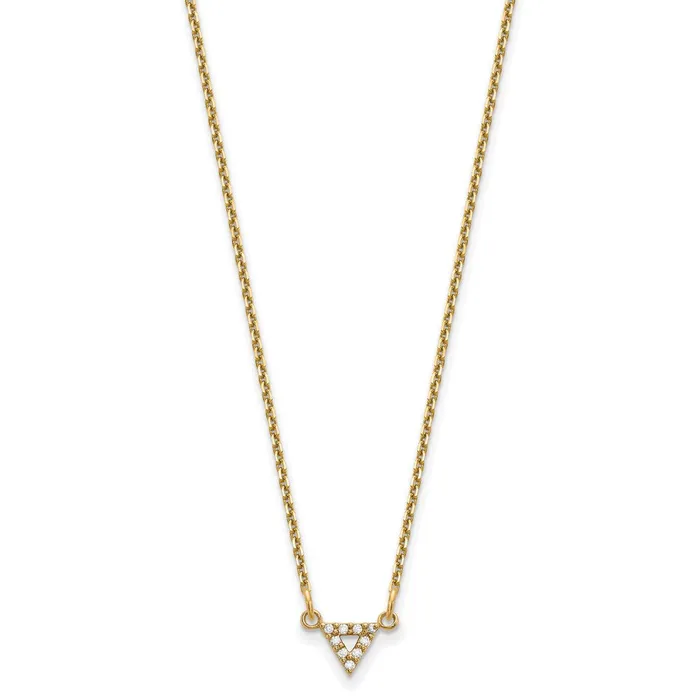 Necklaces Goldia 14K Yellow Gold AA Quality Real Diamond 6mm Triangle Necklace