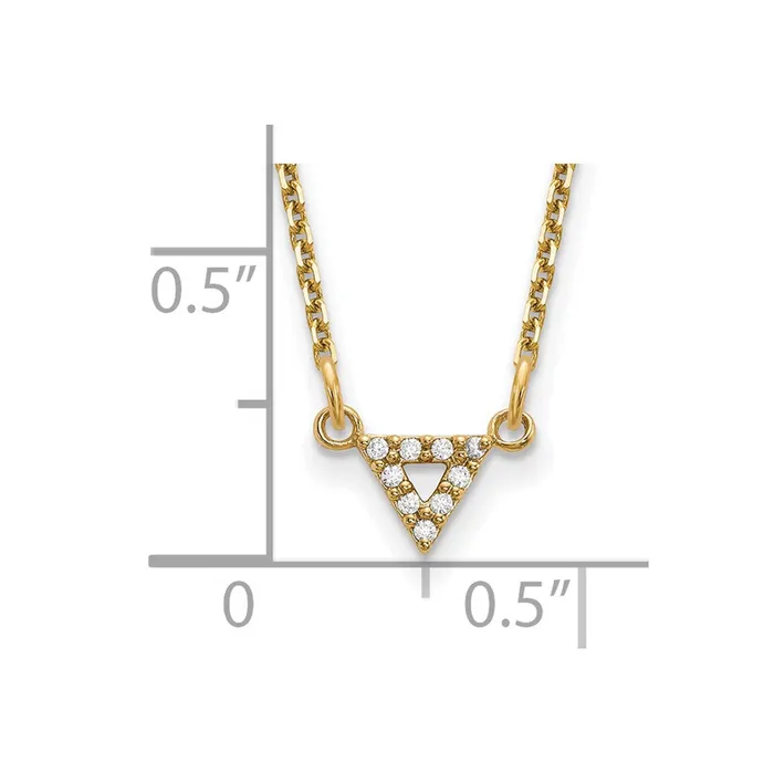 Necklaces Goldia 14K Yellow Gold AA Quality Real Diamond 6mm Triangle Necklace