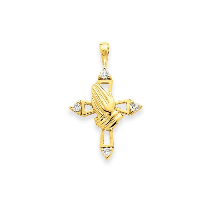 Necklaces Goldia 14K Yellow Gold AA Real Diamond Cross Pendant