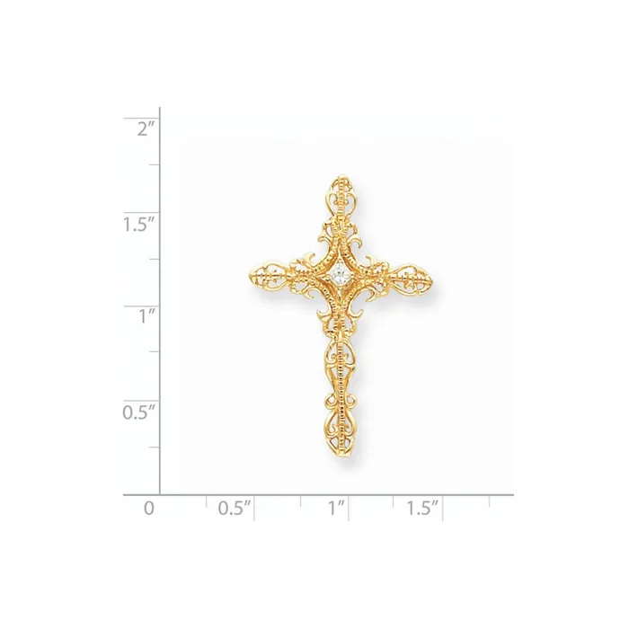 Necklaces Goldia 14K Yellow Gold AA Real Diamond Cross Pendant