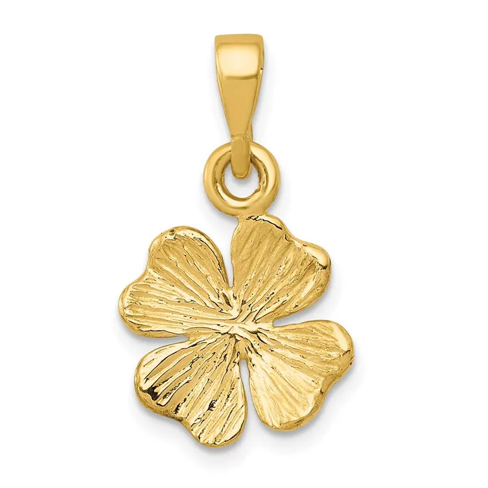 Necklaces Goldia 14k Yellow Gold Gold Polished and Textured Four Leaf Clover Pendant